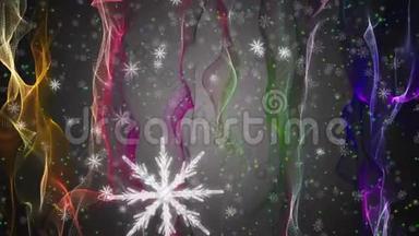 美妙的圣诞动画与移动的波浪雪花星，4096x2304环4K